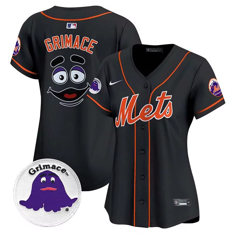 grimace black unisex new york mets grimace halloween vapor premier limited jersey printed