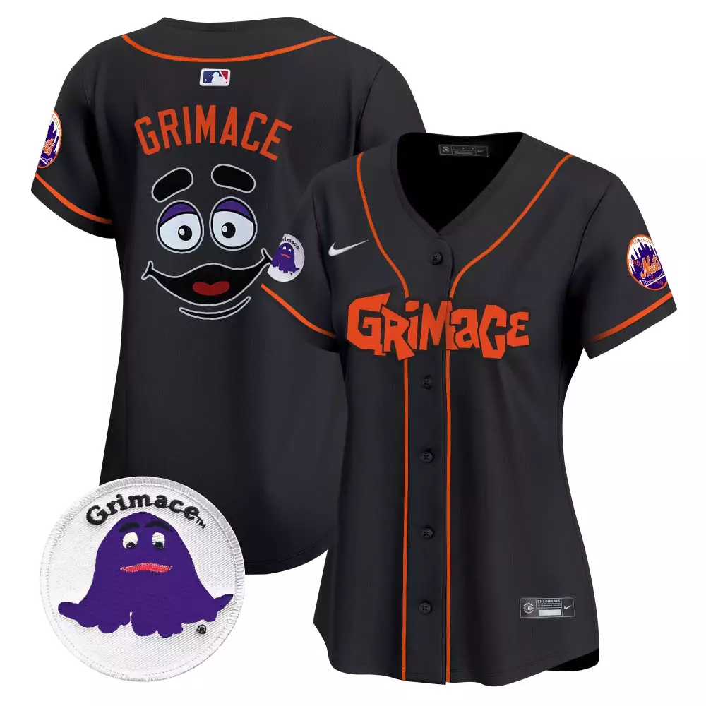 grimace black unisex new york mets grimace halloween vapor premier limited jersey printed