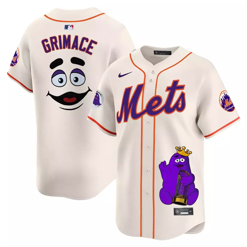 grimace cream unisex new york mets grimace vapor premier limited jersey printed
