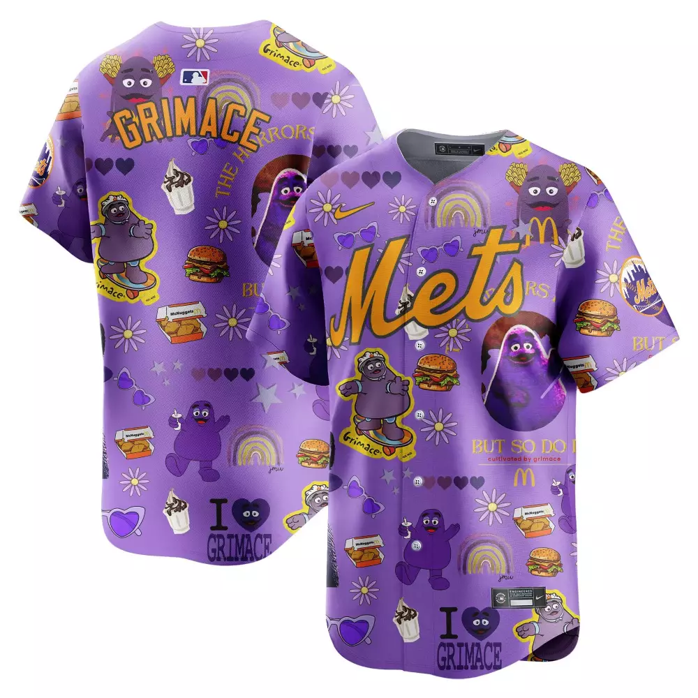 grimace men new york mets grimace mcdonalds vapor premier limited jersey printed