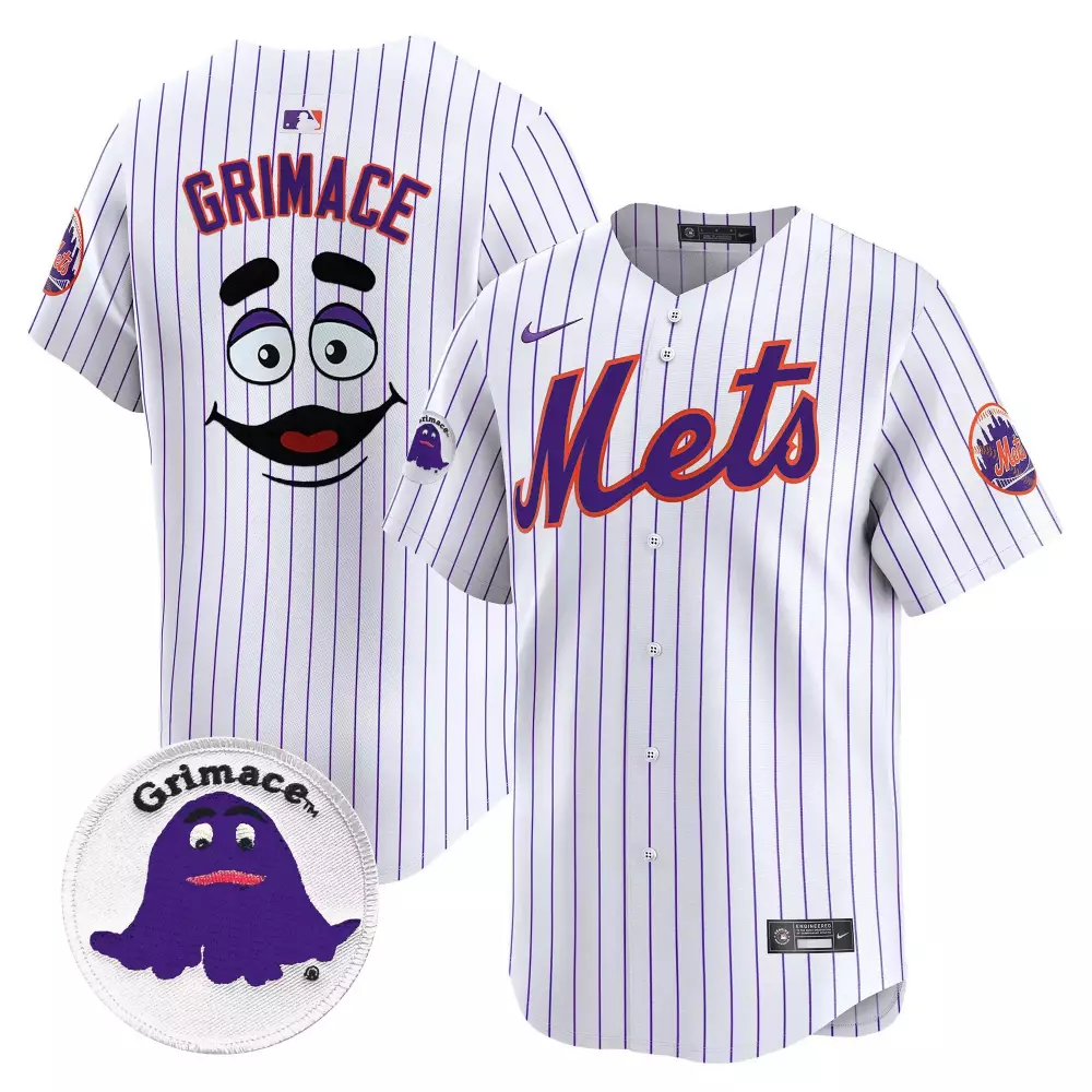 grimace pinstripe mens new york mets grimace vapor premier limited jersey all stitched