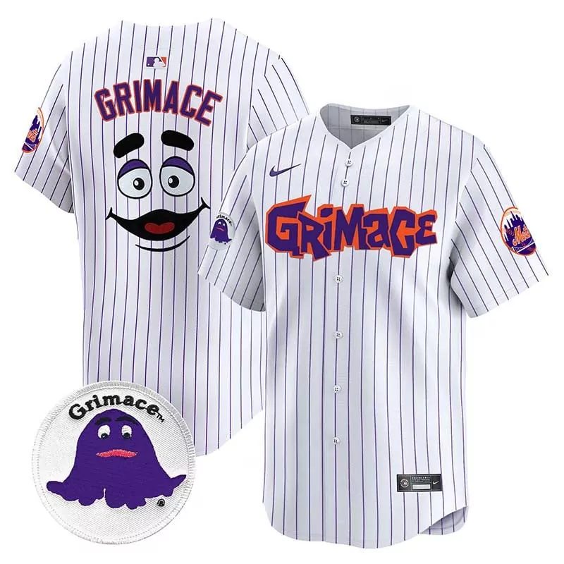 grimace pinstripe mens new york mets grimace vapor premier limited jersey all stitched