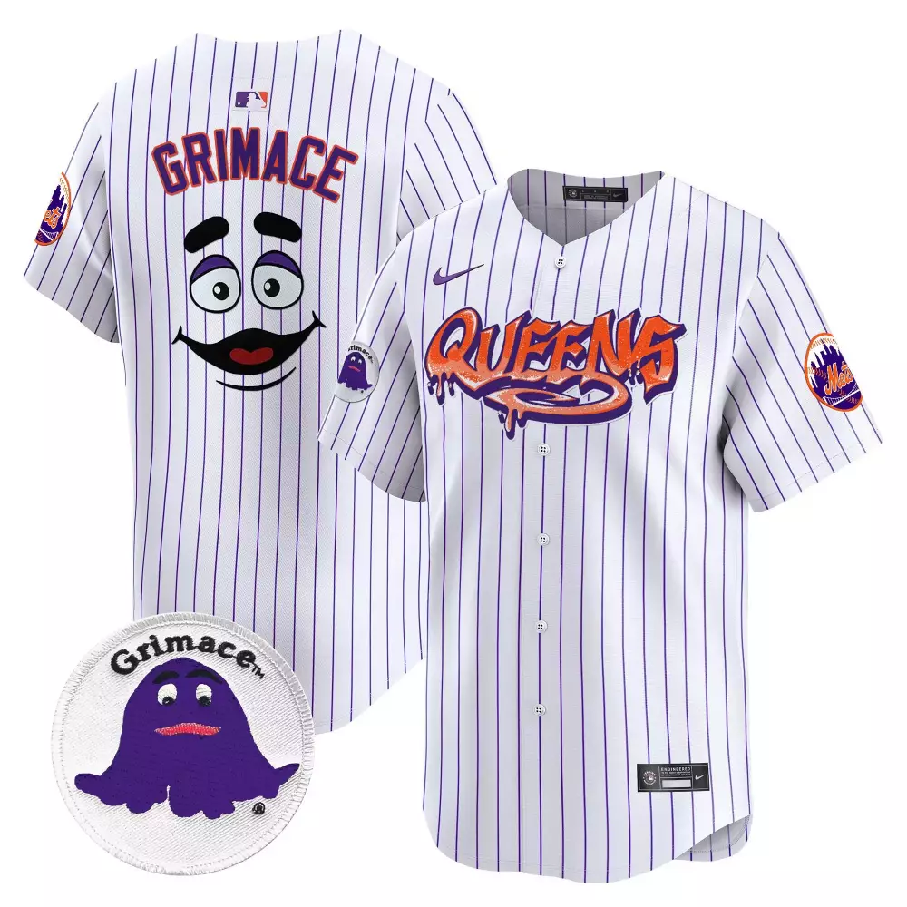 grimace pinstripe mens new york mets grimace vapor premier limited jersey all stitched