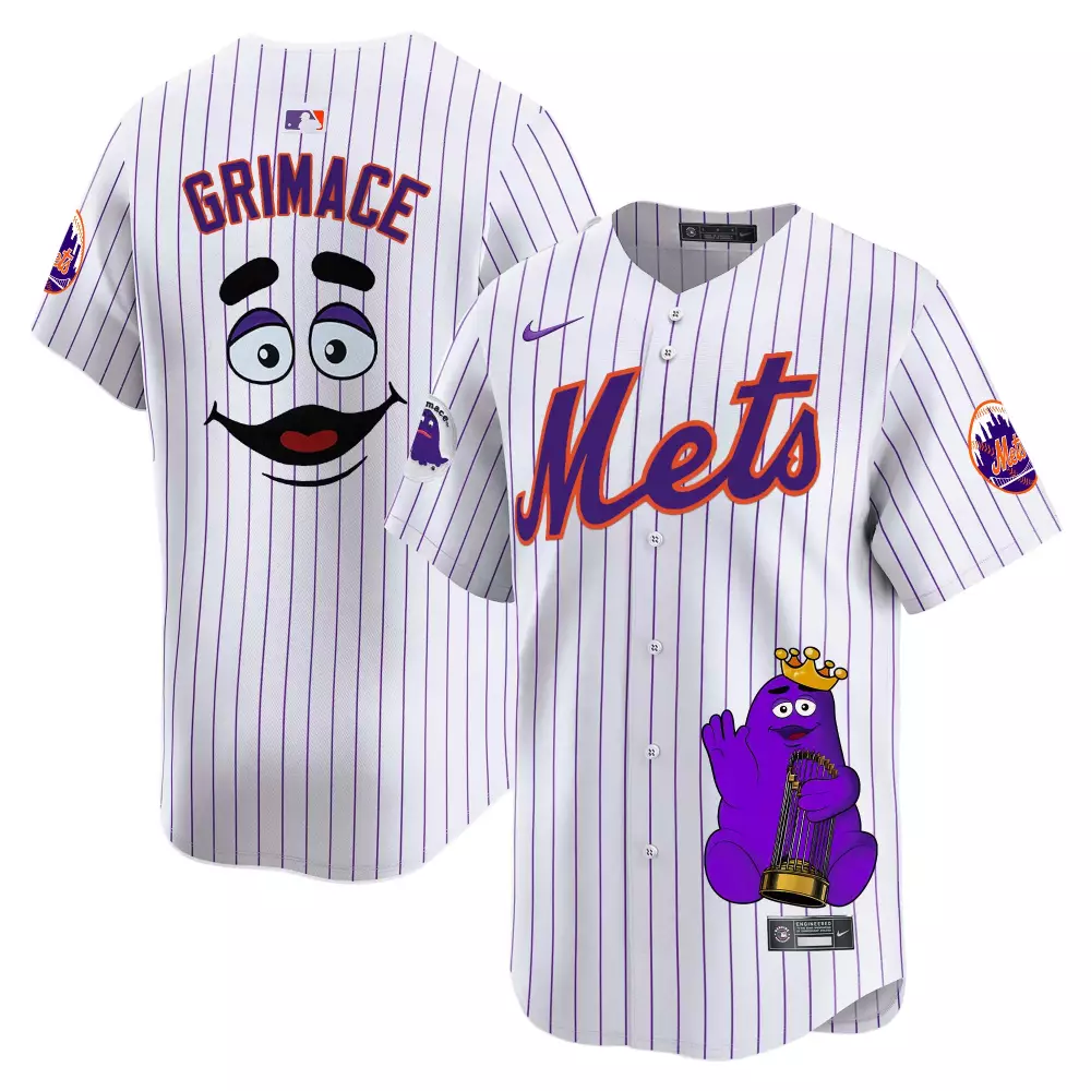 grimace pinstripe unisex new york mets grimace vapor premier limited jersey printed
