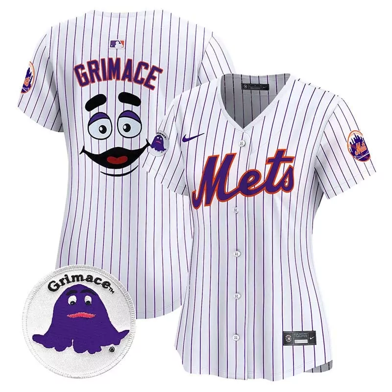 grimace pinstripe unisex new york mets grimace vapor premier limited jersey printed