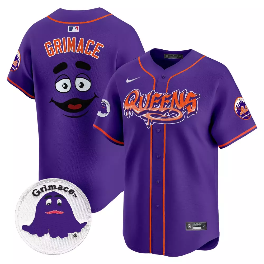 grimace purple mens new york mets grimace vapor premier limited jersey v2 all stitched