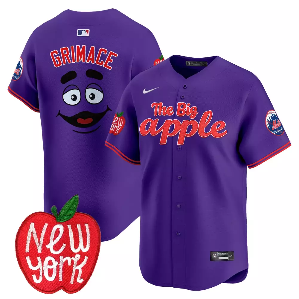grimace purple mens new york mets grimace vapor premier limited jersey v2 all stitched