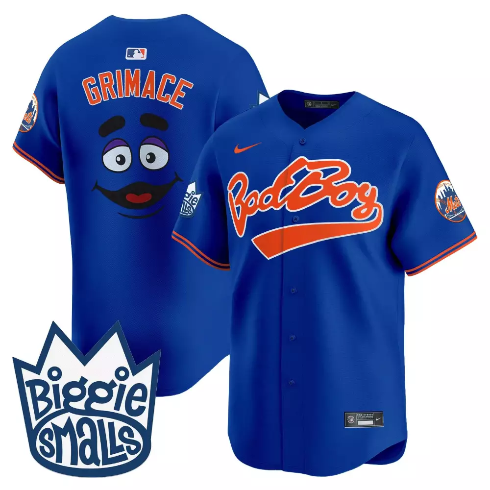 grimace royal mens new york mets biggie smalls vapor premier limited jersey all stitched