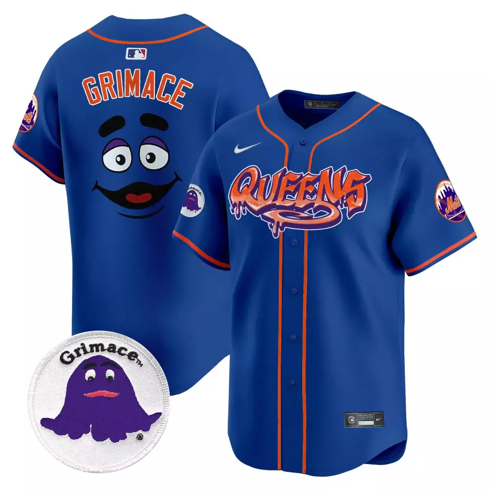 grimace royal mens new york mets biggie smalls vapor premier limited jersey all stitched