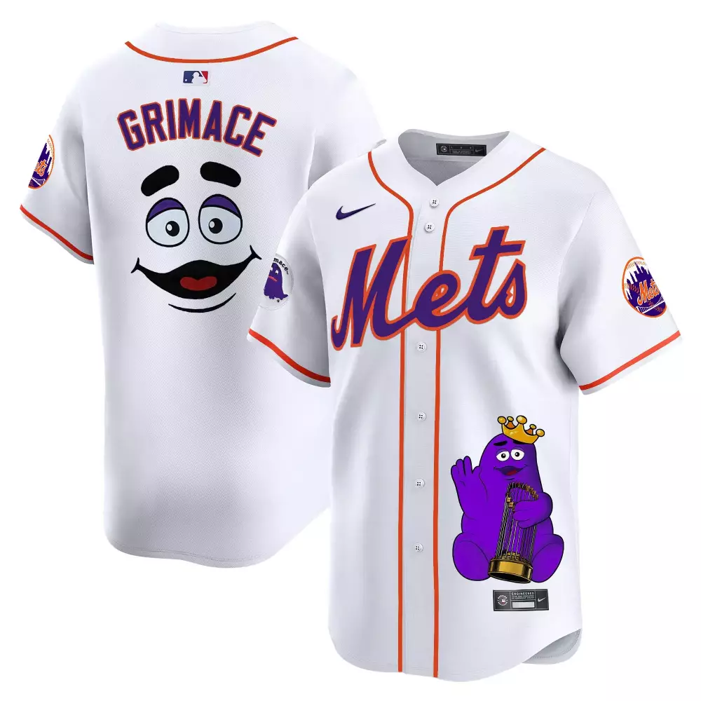 grimace white unisex new york mets grimace vapor premier limited jersey printed