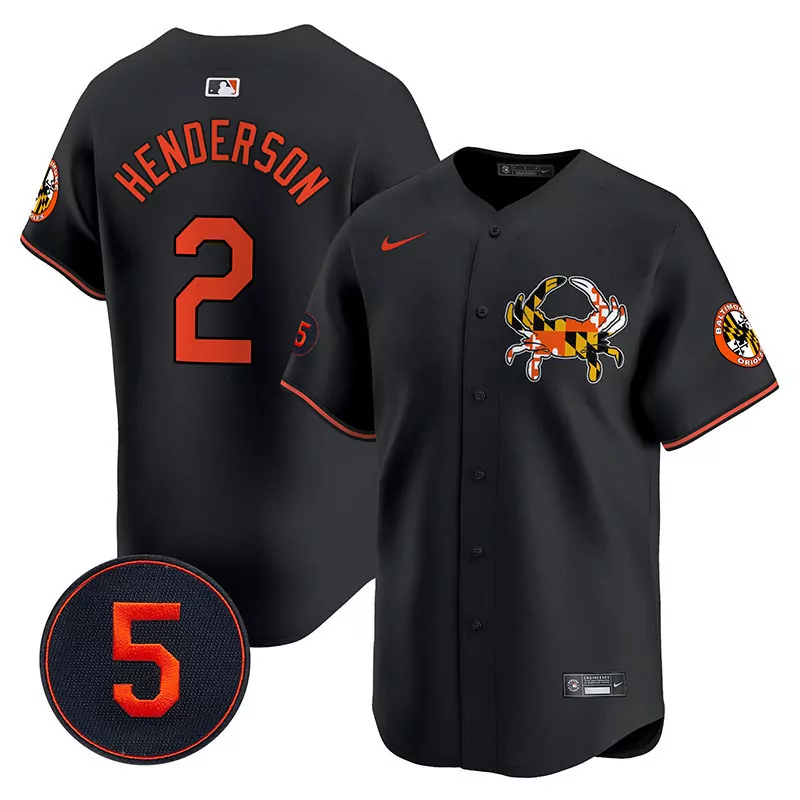 gunnar henderson black men s baltimore orioles robinson patch vapor premier limited jersey v3 all stitched