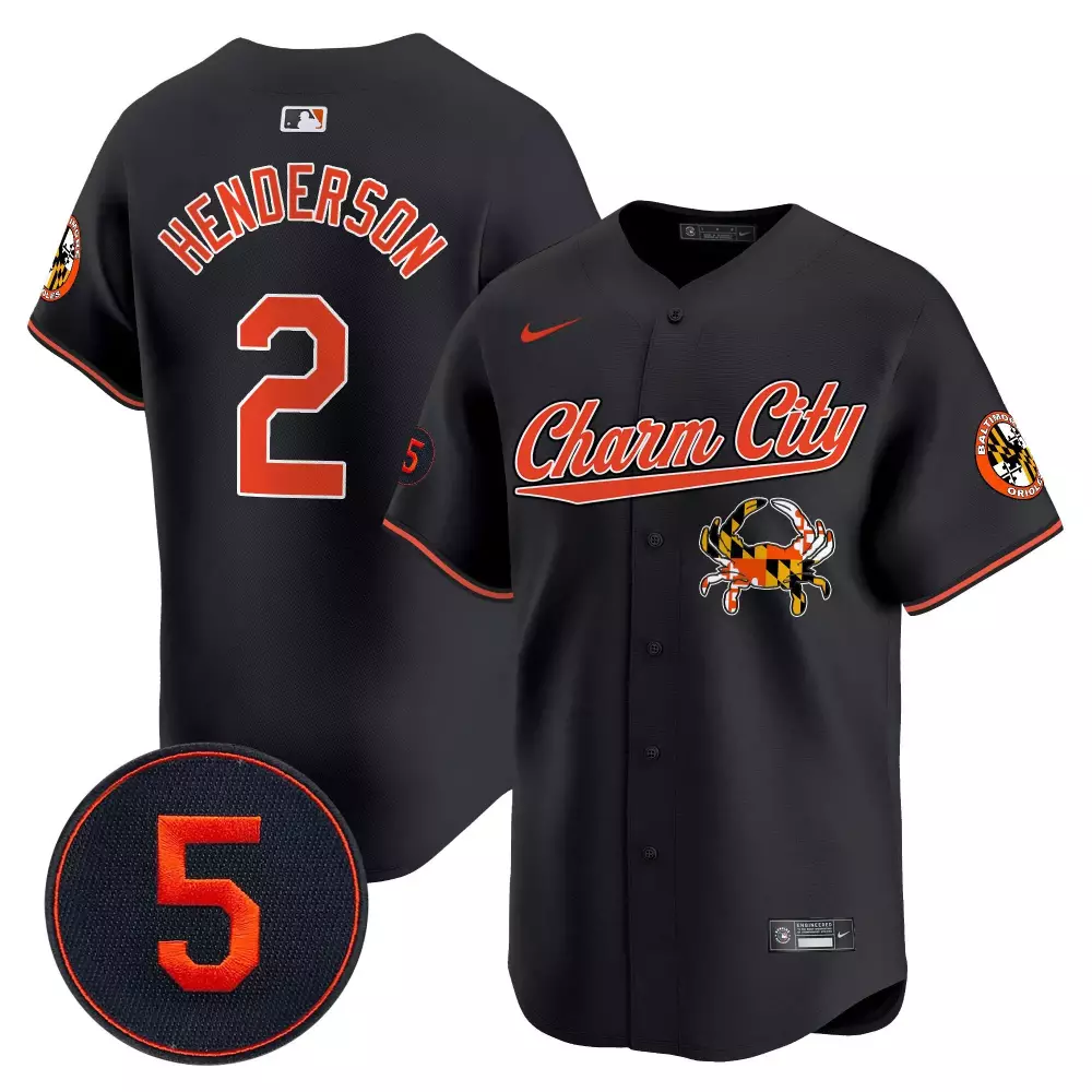 gunnar henderson black men s baltimore orioles robinson patch vapor premier limited jersey v8 all stitched