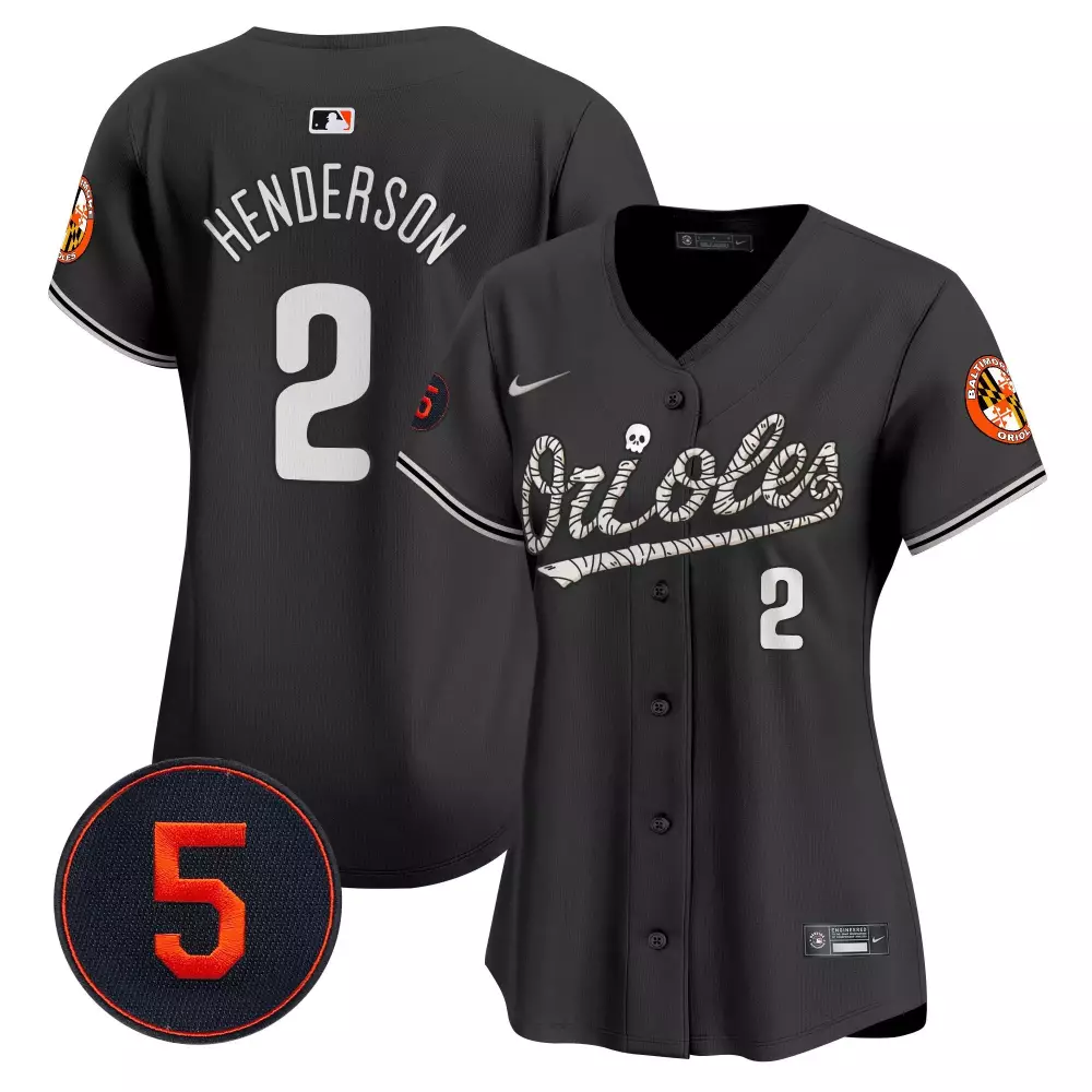 gunnar henderson black women s baltimore orioles halloween vapor premier limited jersey all stitched