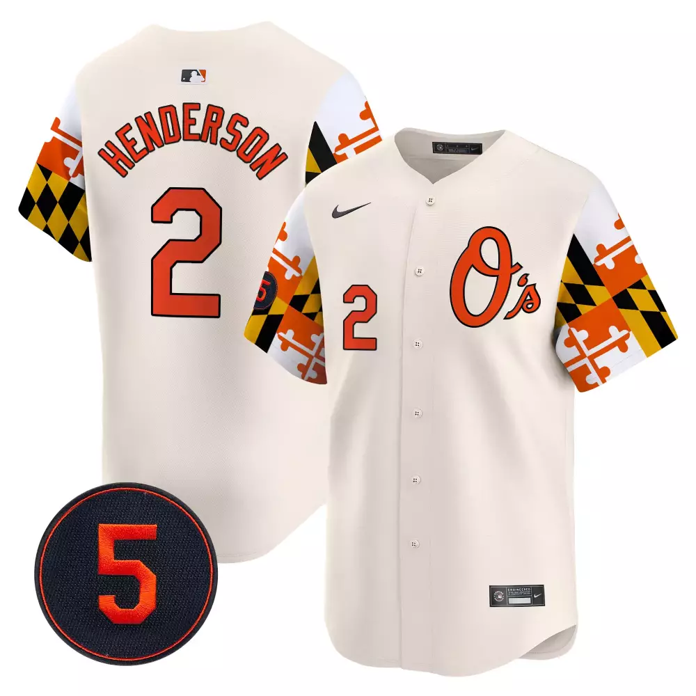 gunnar henderson cream men s baltimore orioles robinson patch vapor premier limited jersey v5 all stitched