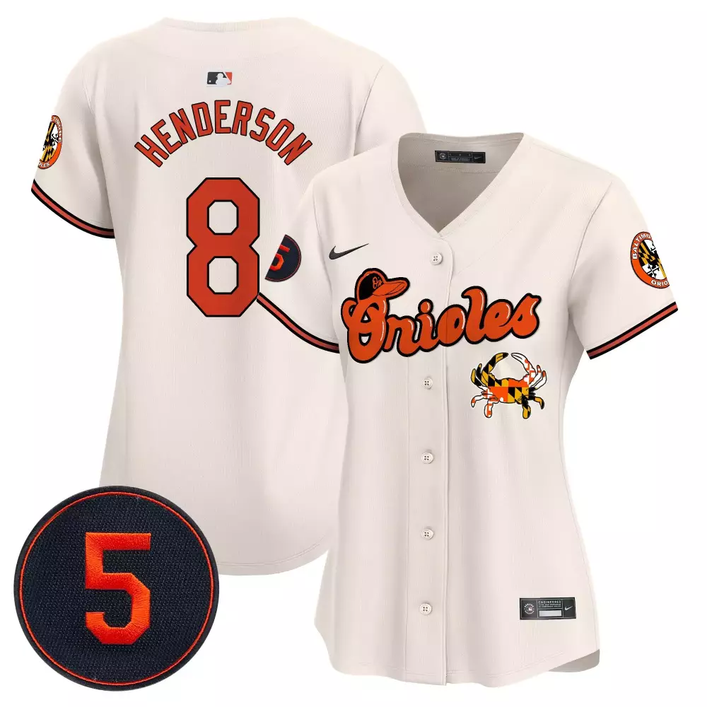 gunnar henderson cream women s baltimore orioles robinson patch vapor premier limited jersey v6 all stitched