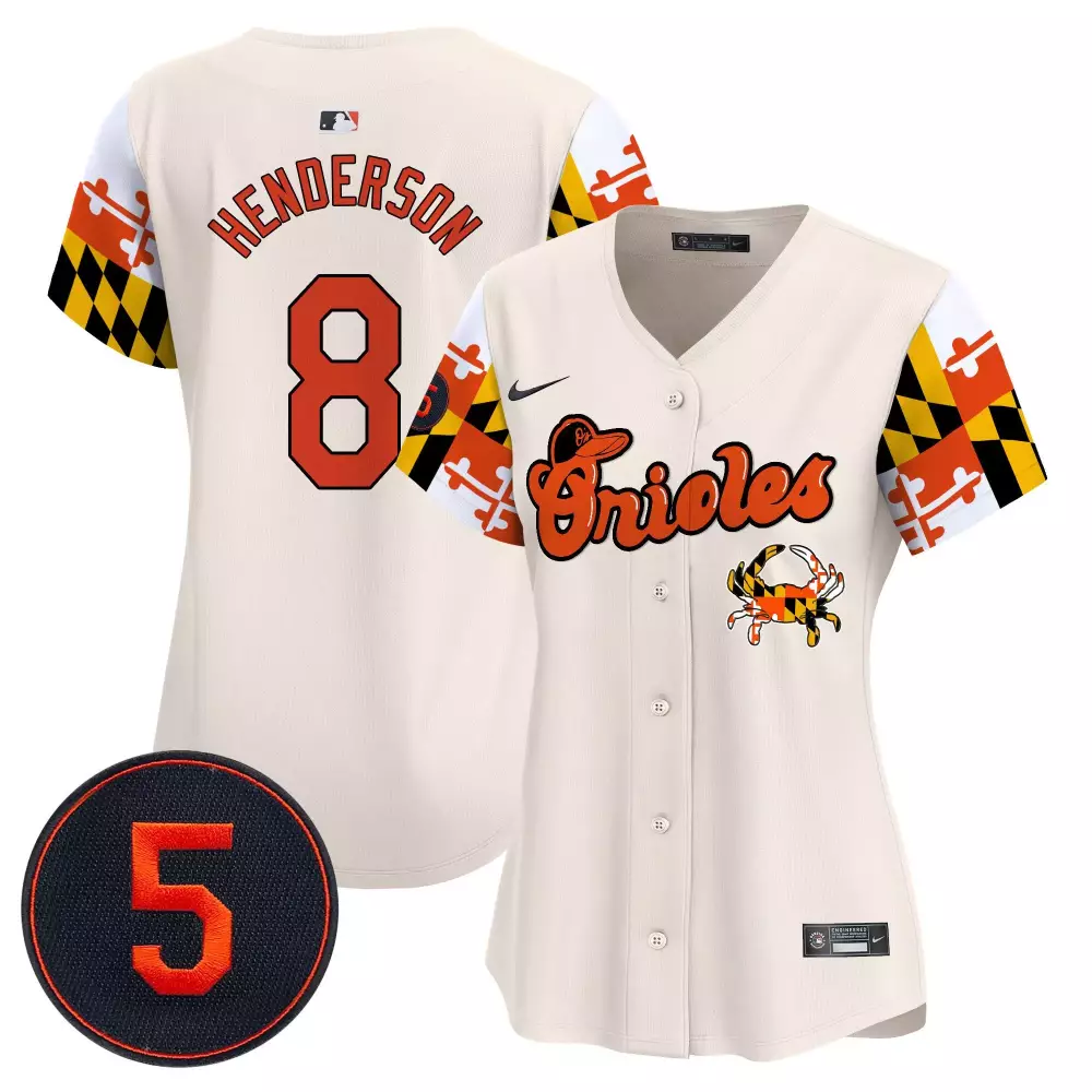 gunnar henderson cream women s baltimore orioles robinson patch vapor premier limited jersey v6 all stitched