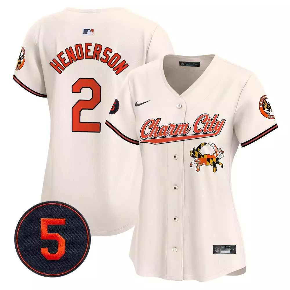 gunnar henderson cream women s baltimore orioles robinson patch vapor premier limited jersey v6 all stitched