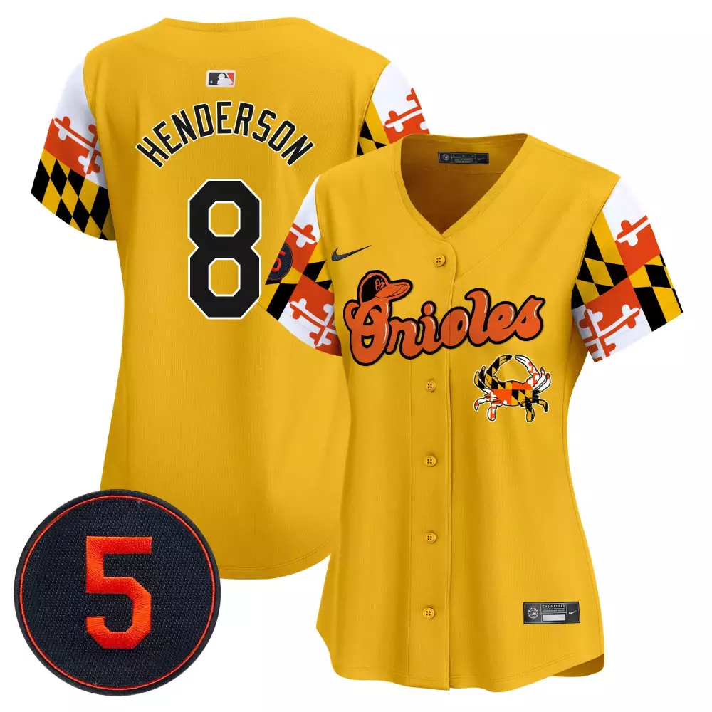 gunnar henderson gold men s baltimore orioles robinson patch vapor premier limited jersey v5 all stitched