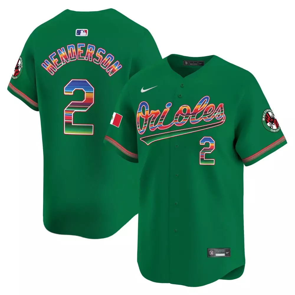gunnar henderson green mens baltimore orioles mexico vapor premier limited jersey all stitched
