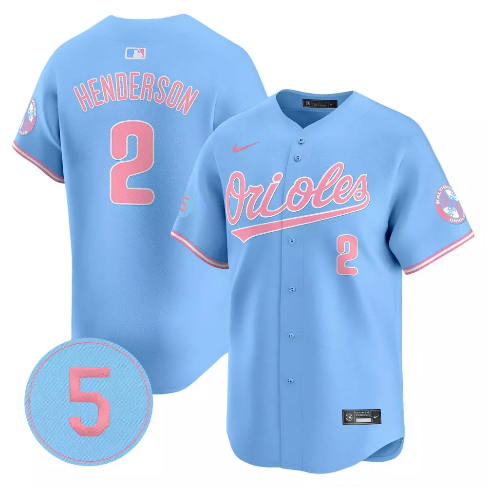 gunnar henderson light blue men s baltimore orioles robinson patch vapor premier limited jersey v9 all stitched