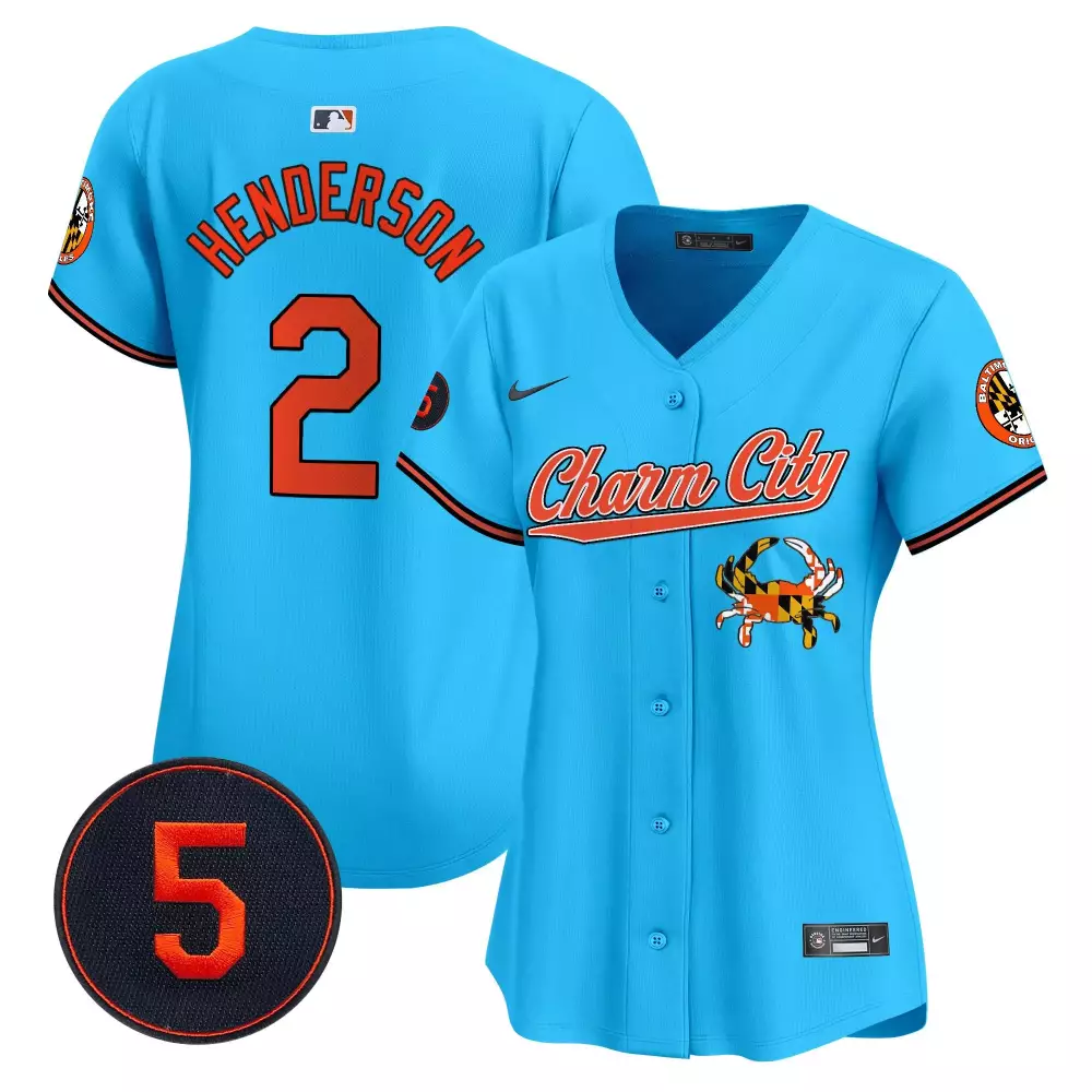 gunnar henderson light blue women s baltimore orioles robinson patch vapor premier limited jersey v8 all stitched