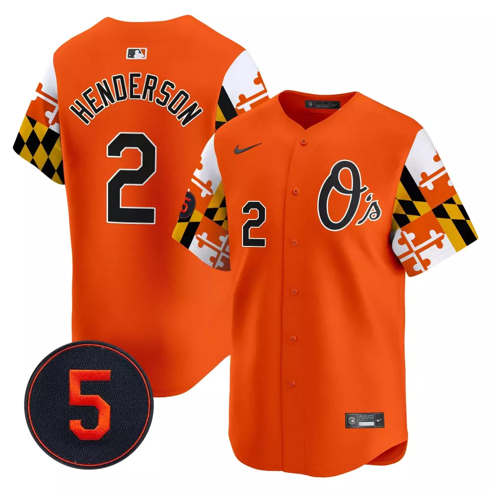 gunnar henderson orange men s baltimore orioles robinson patch vapor premier limited jersey v4 all stitched