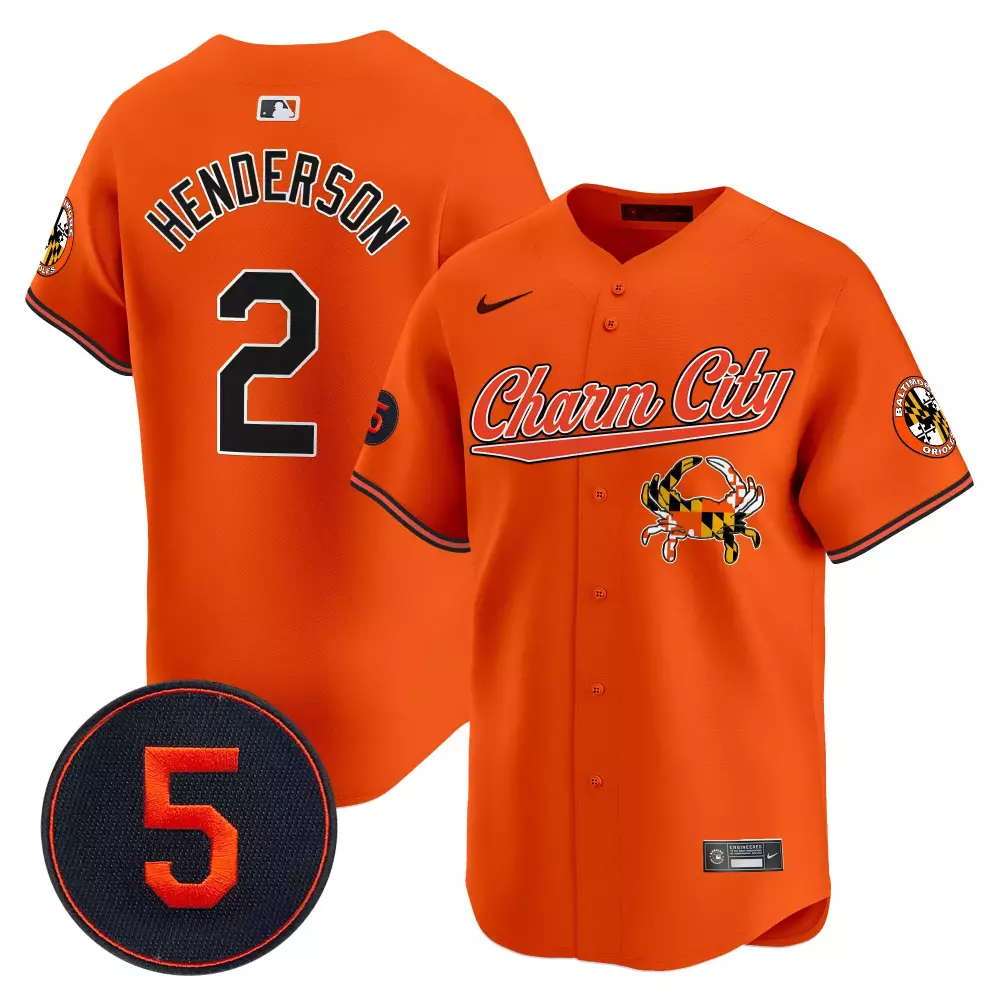 gunnar henderson orange men s baltimore orioles robinson patch vapor premier limited jersey v4 all stitched