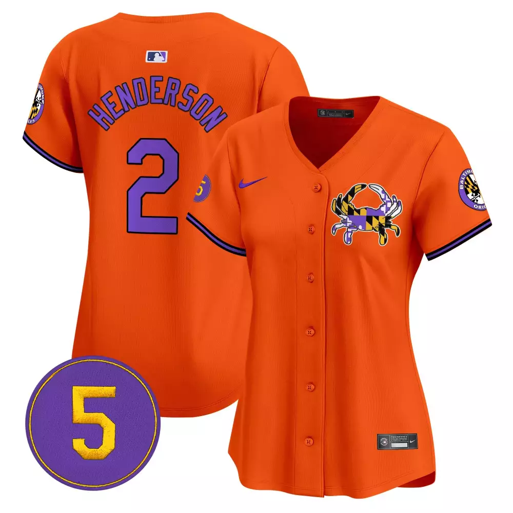 gunnar henderson orange women s baltimore orioles purple vapor premier limited jersey all stitched