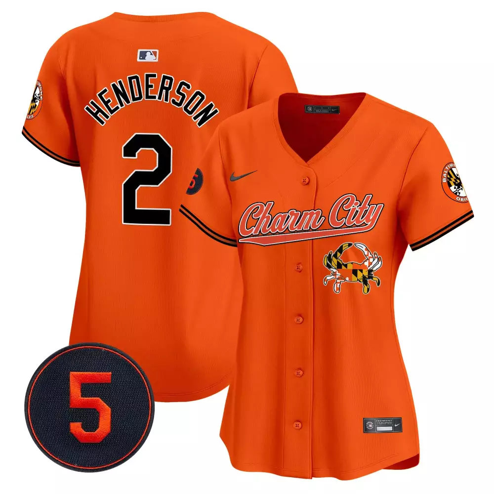 gunnar henderson orange women s baltimore orioles robinson patch vapor premier limited jersey v8 all stitched