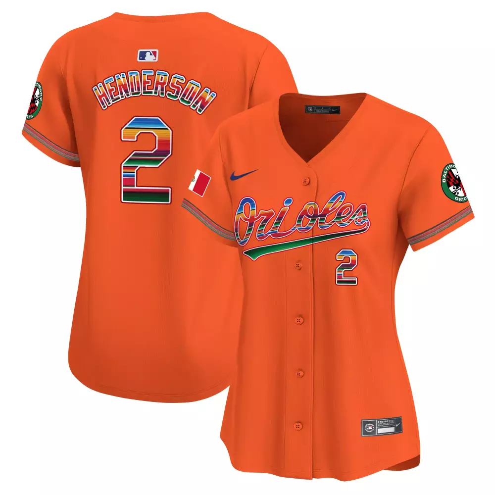 gunnar henderson orange women s baltimore orioles robinson patch vapor premier limited jersey v8 all stitched