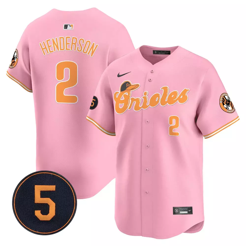 gunnar henderson orange women s baltimore orioles robinson patch vapor premier limited jersey v8 all stitched