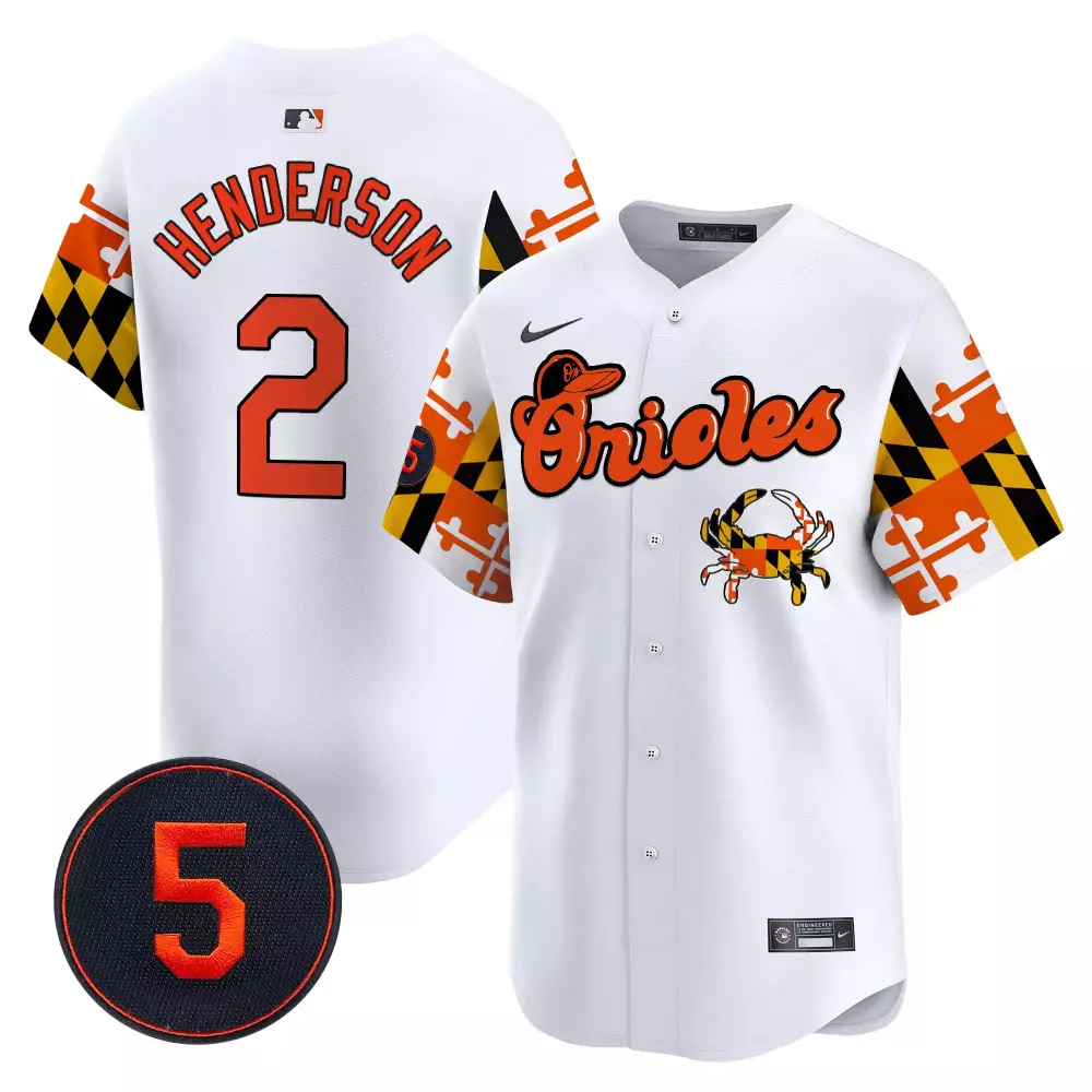 gunnar henderson white men s baltimore orioles robinson patch vapor premier limited jersey v4 all stitched