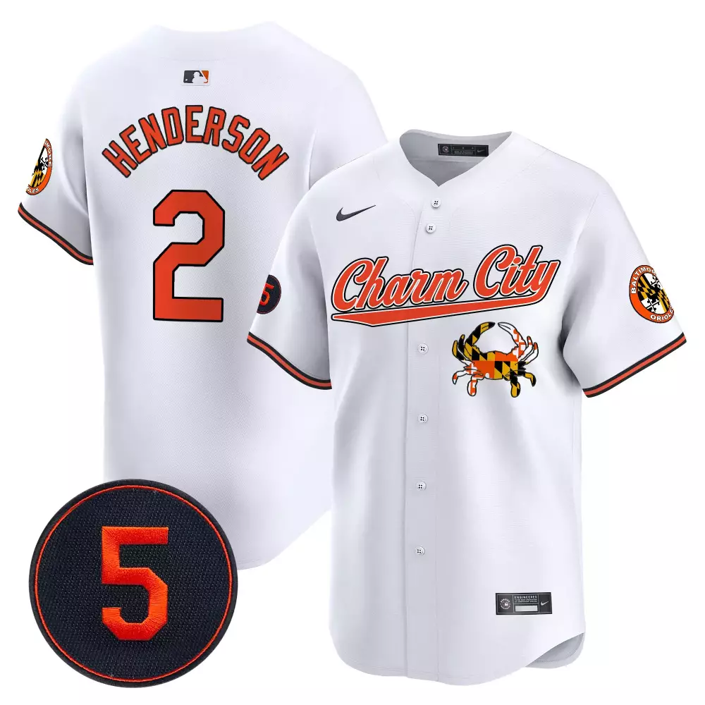 gunnar henderson white men s baltimore orioles robinson patch vapor premier limited jersey v4 all stitched