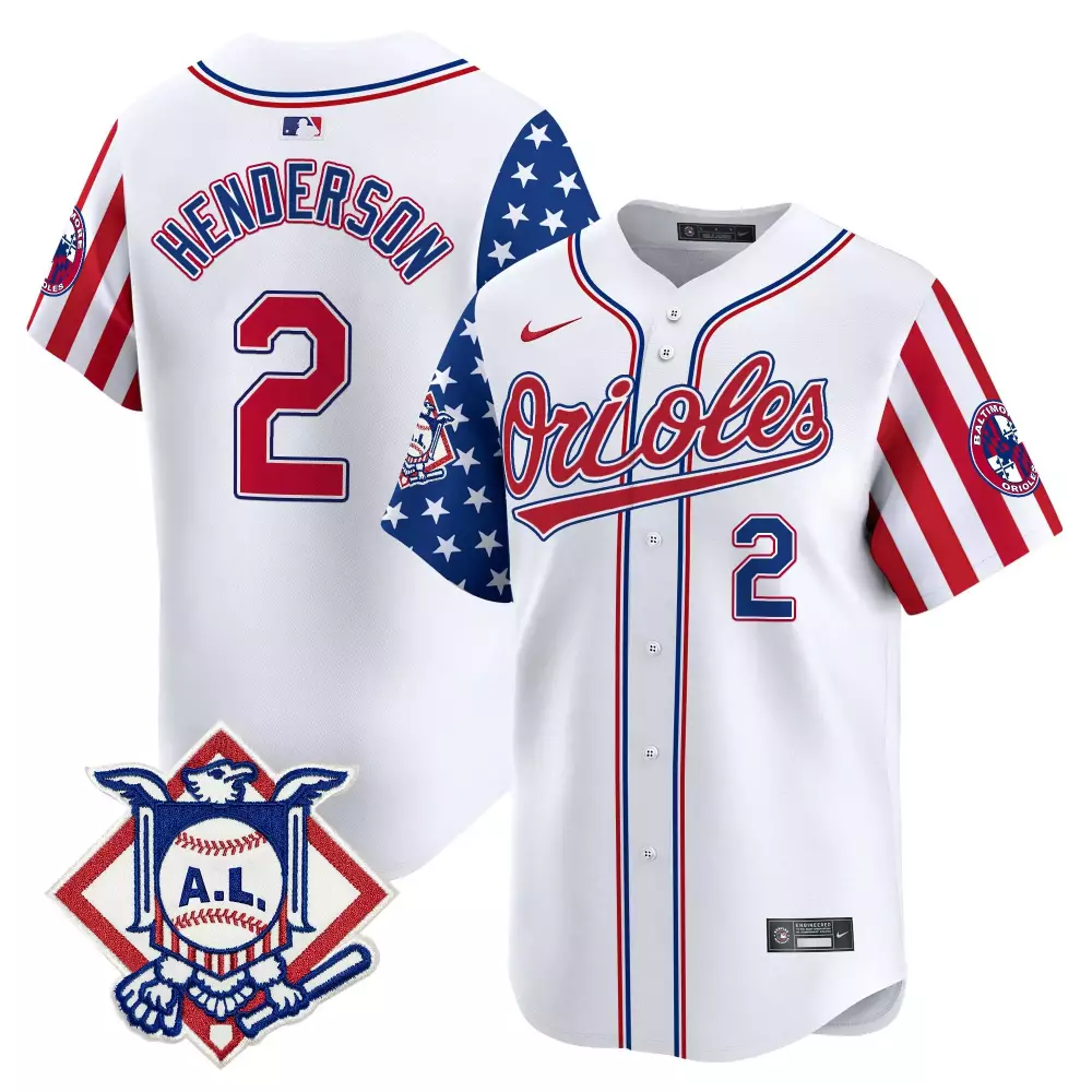 gunnar henderson white men s baltimore orioles robinson patch vapor premier limited jersey v9 all stitched