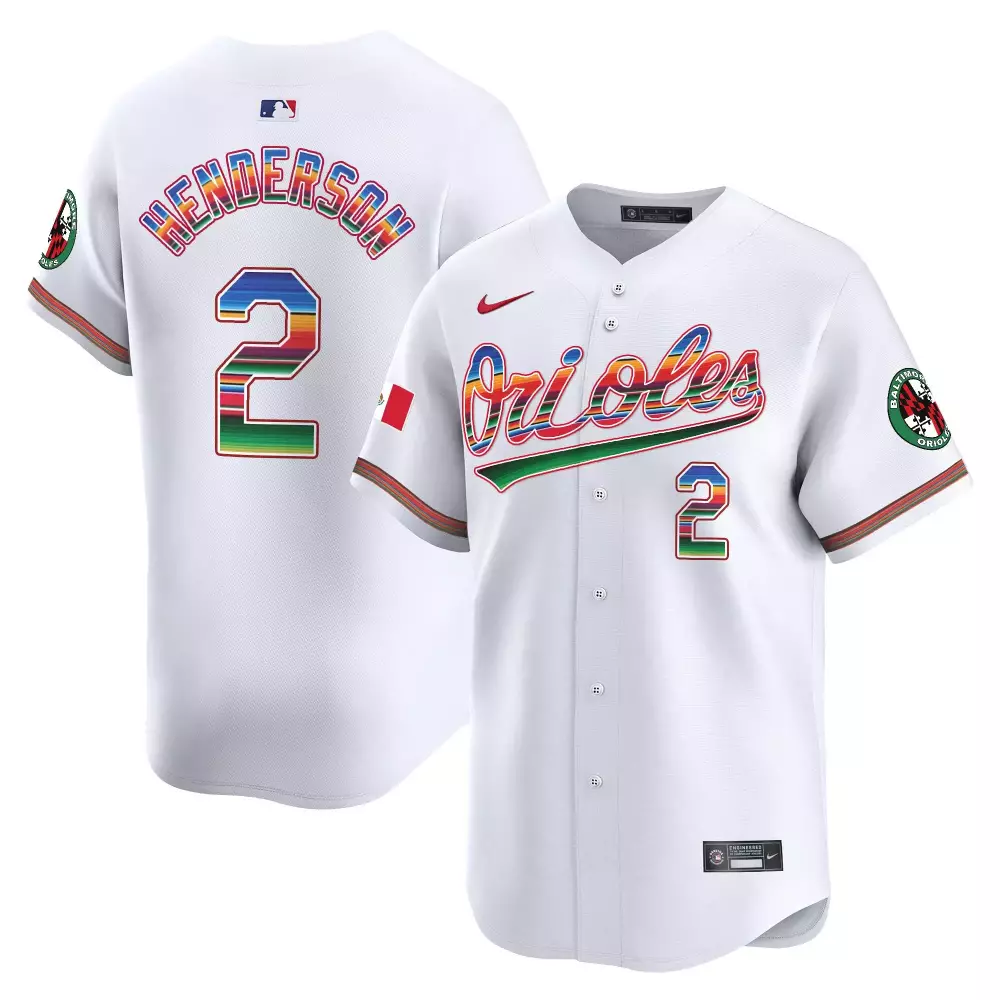 gunnar henderson white mens baltimore orioles mexico vapor premier limited jersey all stitched