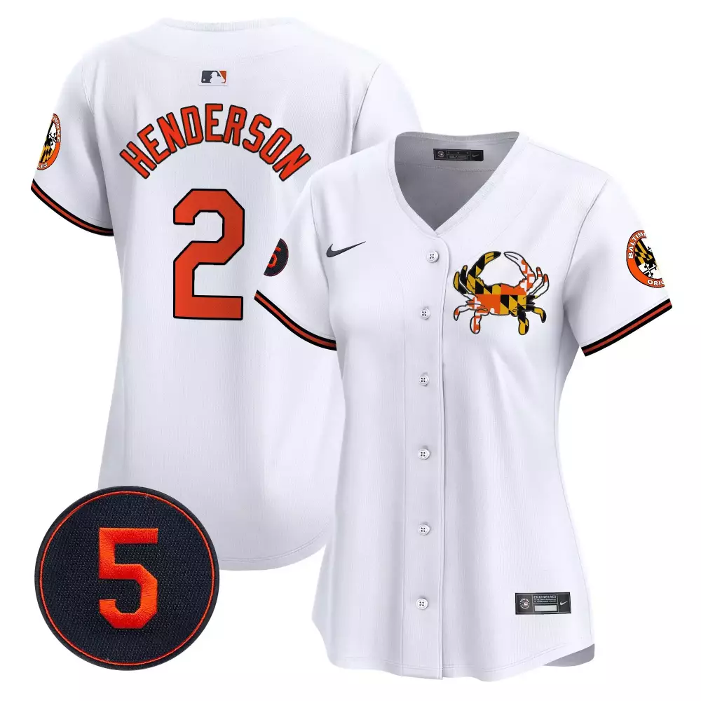 gunnar henderson white women s baltimore orioles robinson patch vapor premier limited jersey v3 all stitched