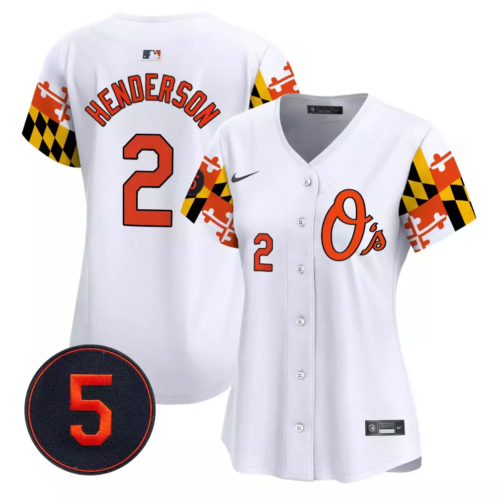 gunnar henderson white women s baltimore orioles robinson patch vapor premier limited jersey v3 all stitched
