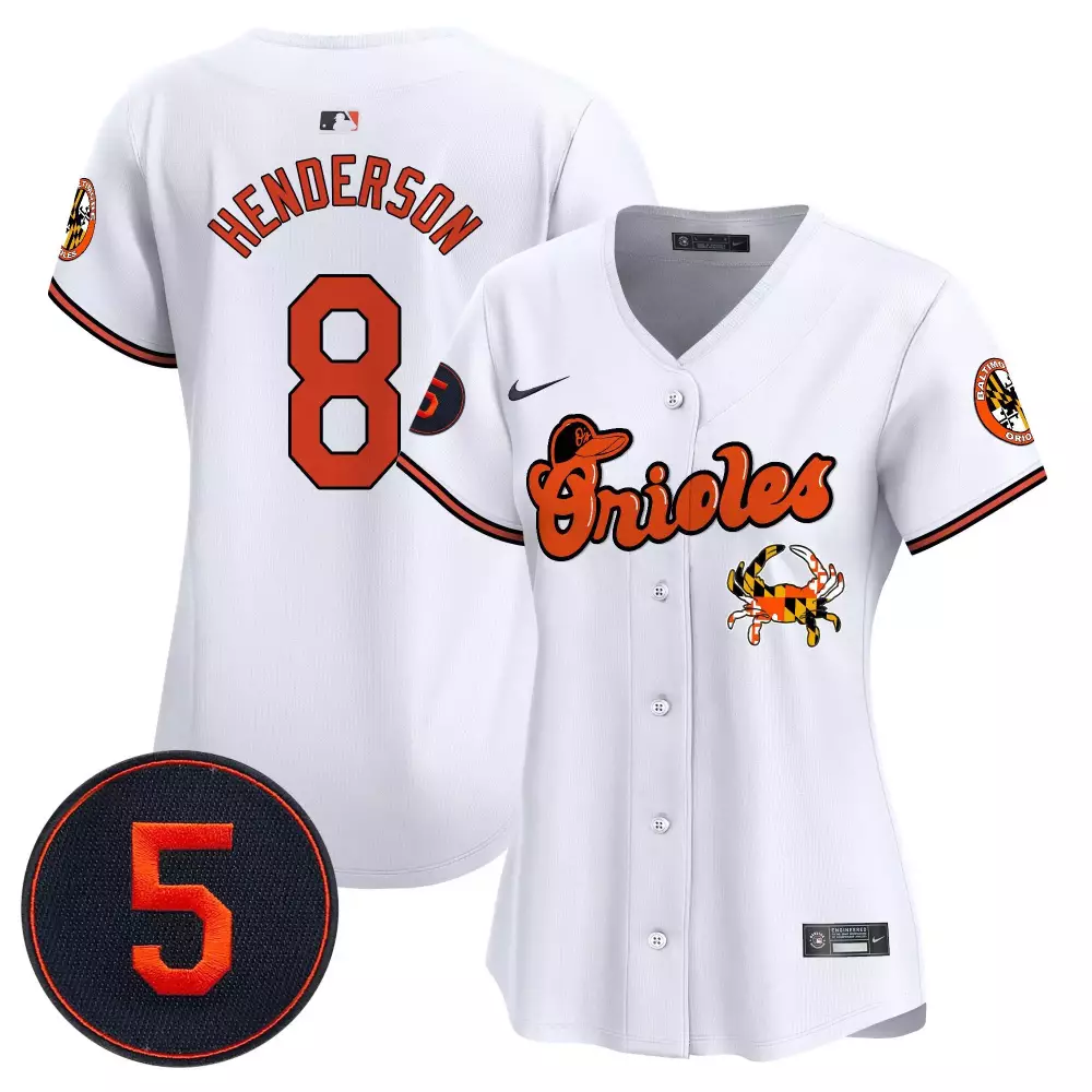 gunnar henderson white women s baltimore orioles robinson patch vapor premier limited jersey v3 all stitched