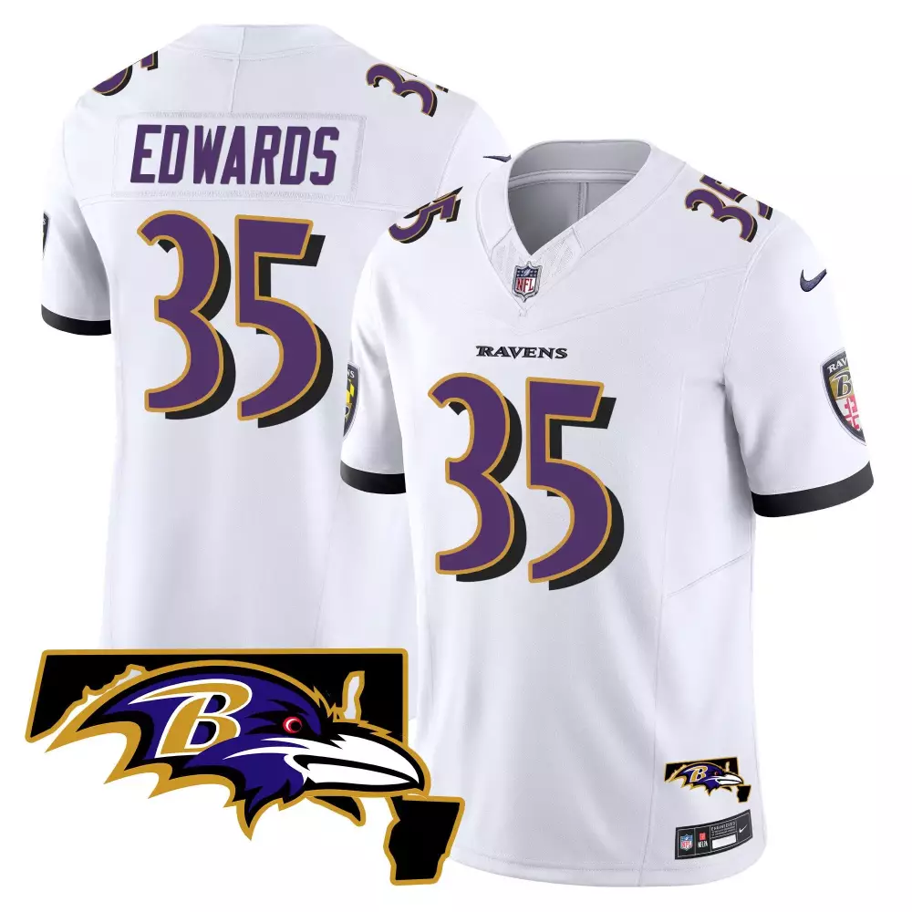 gus edwards white mens baltimore ravens maryland patch vapor limited jersey all stitched