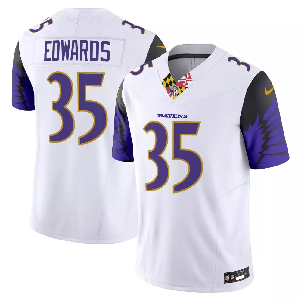 gus edwards white mens baltimore ravens maryland patch vapor limited jersey all stitched