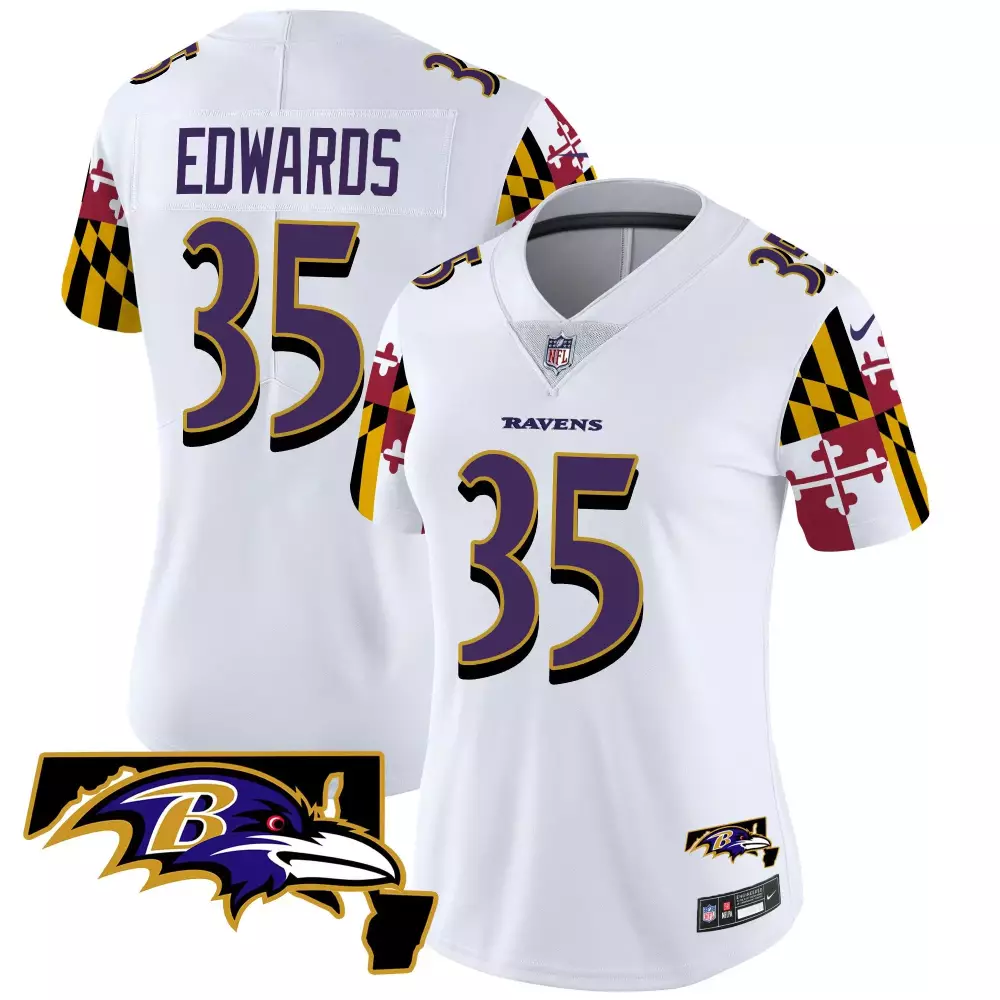 gus edwards white mens baltimore ravens maryland patch vapor limited jersey all stitched