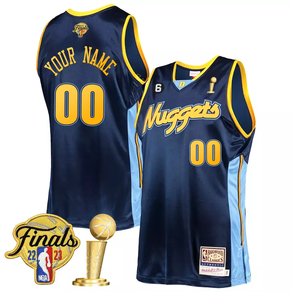 hardwood classics men denver nuggets 2023 finals champions patch collection custom jersey v2 all stitched