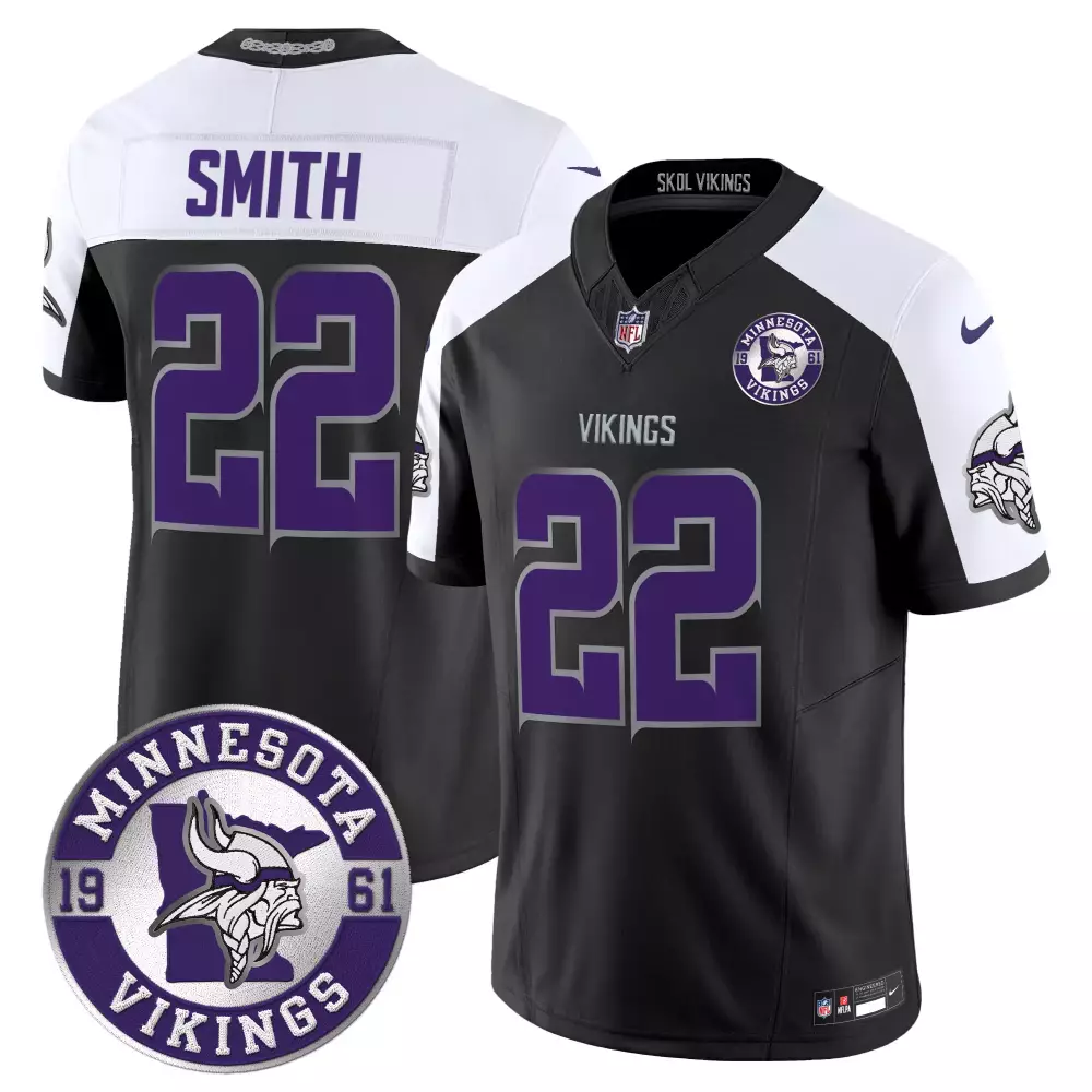 harrison smith black alternate mens minnesota vikings 2024 vapor limited jersey est 1961 patch all stitched