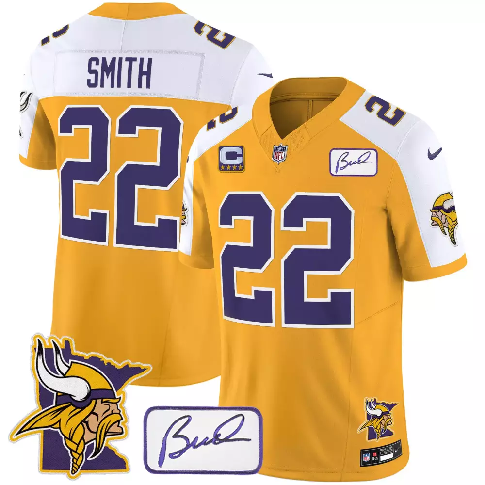 harrison smith gold alternate mens minnesota vikings bud grant minnesota patch classic limited jersey all stitched