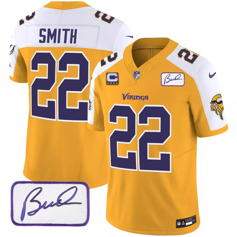 harrison smith gold alternate mens minnesota vikings bud grant patch classic limited jersey v6 all stitched