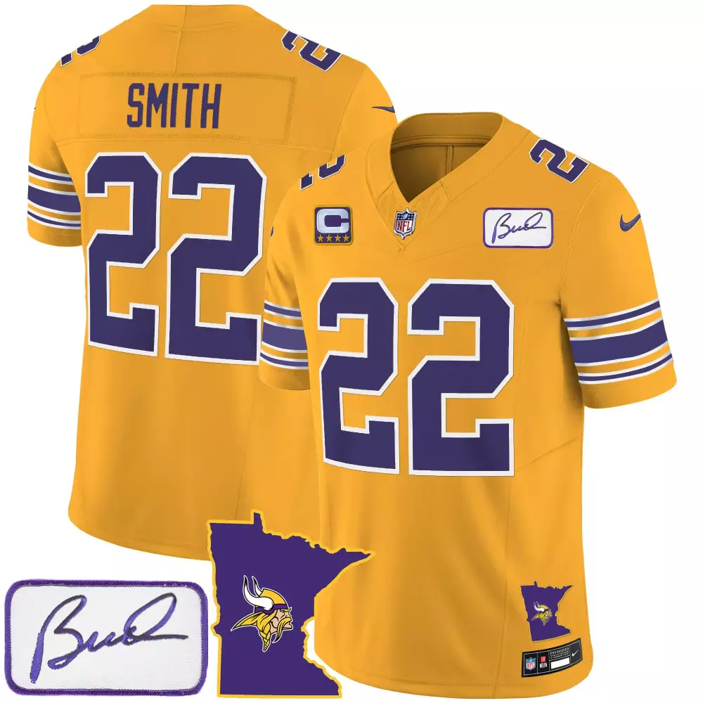 harrison smith gold mens minnesota vikings bud grant patch classic limited jersey v2 all stitched