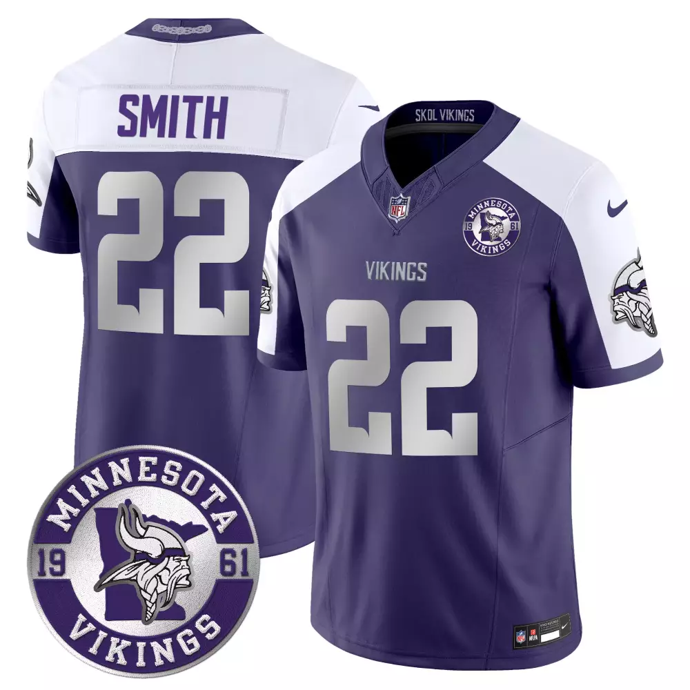 harrison smith purple alternate mens minnesota vikings 2024 vapor limited jersey est 1961 patch all stitched