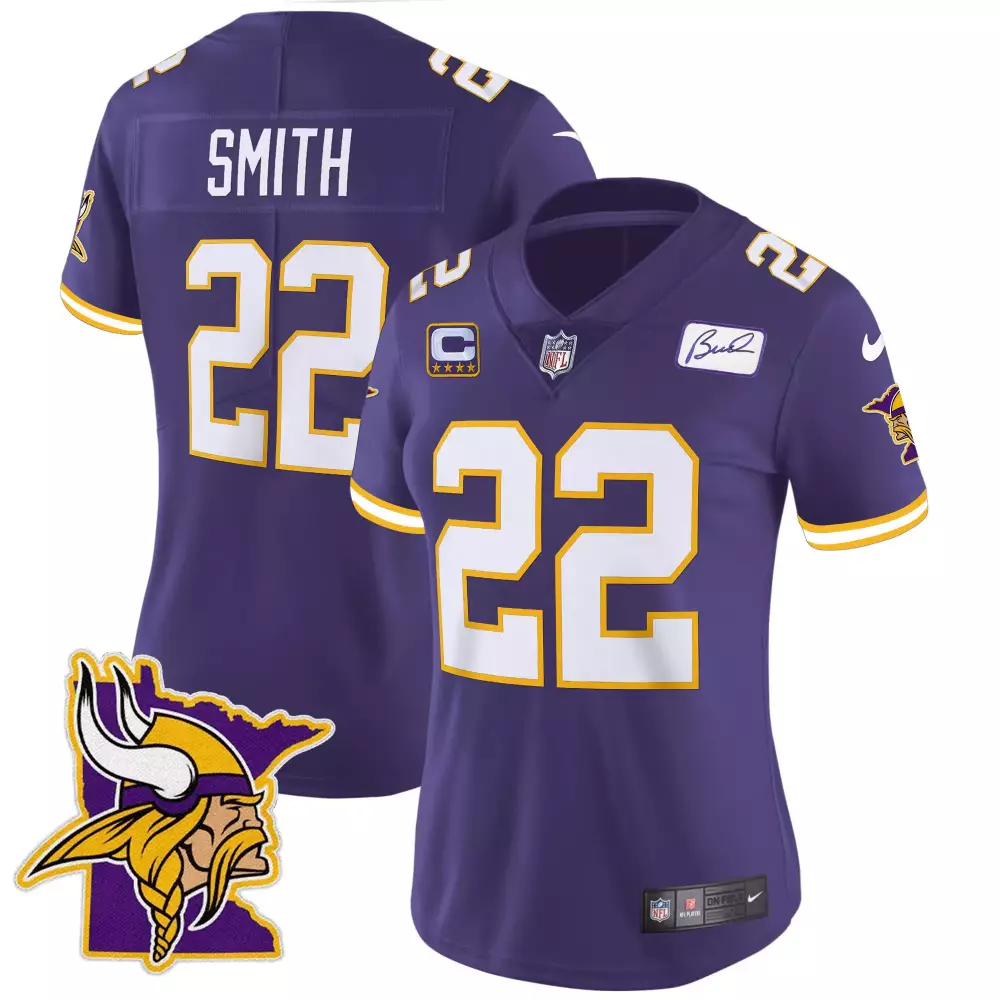 harrison smith purple womens minnesota vikings bud grant patch classic limited jersey v5 all stitched
