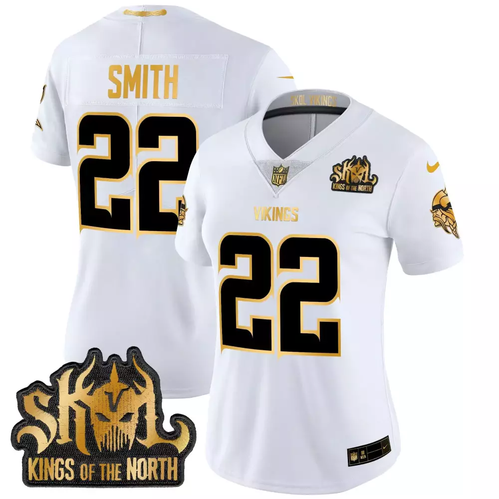 harrison smith white gold womens vikings 2024 winter warrior skol patch gold vapor limited jersey all stitched