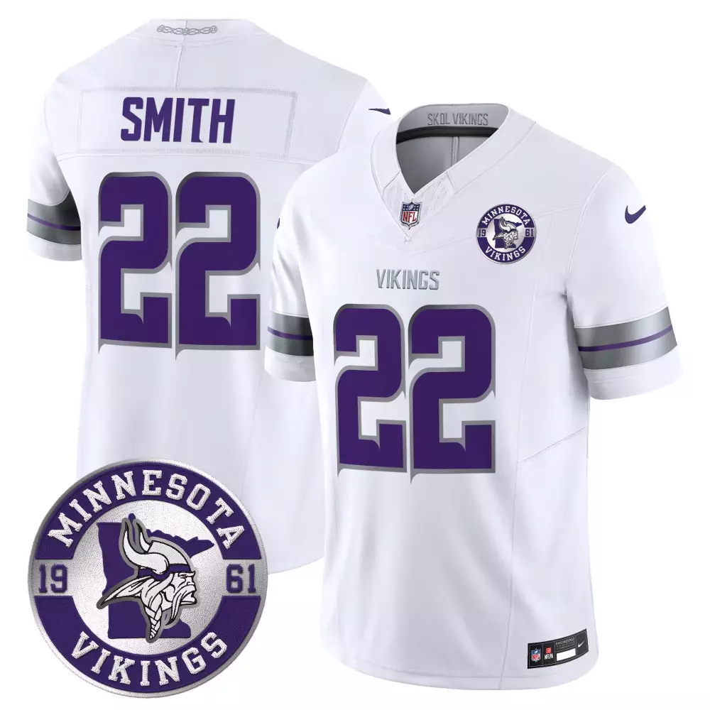 harrison smith white mens minnesota vikings 2024 vapor limited jersey est 1961 patch all stitched
